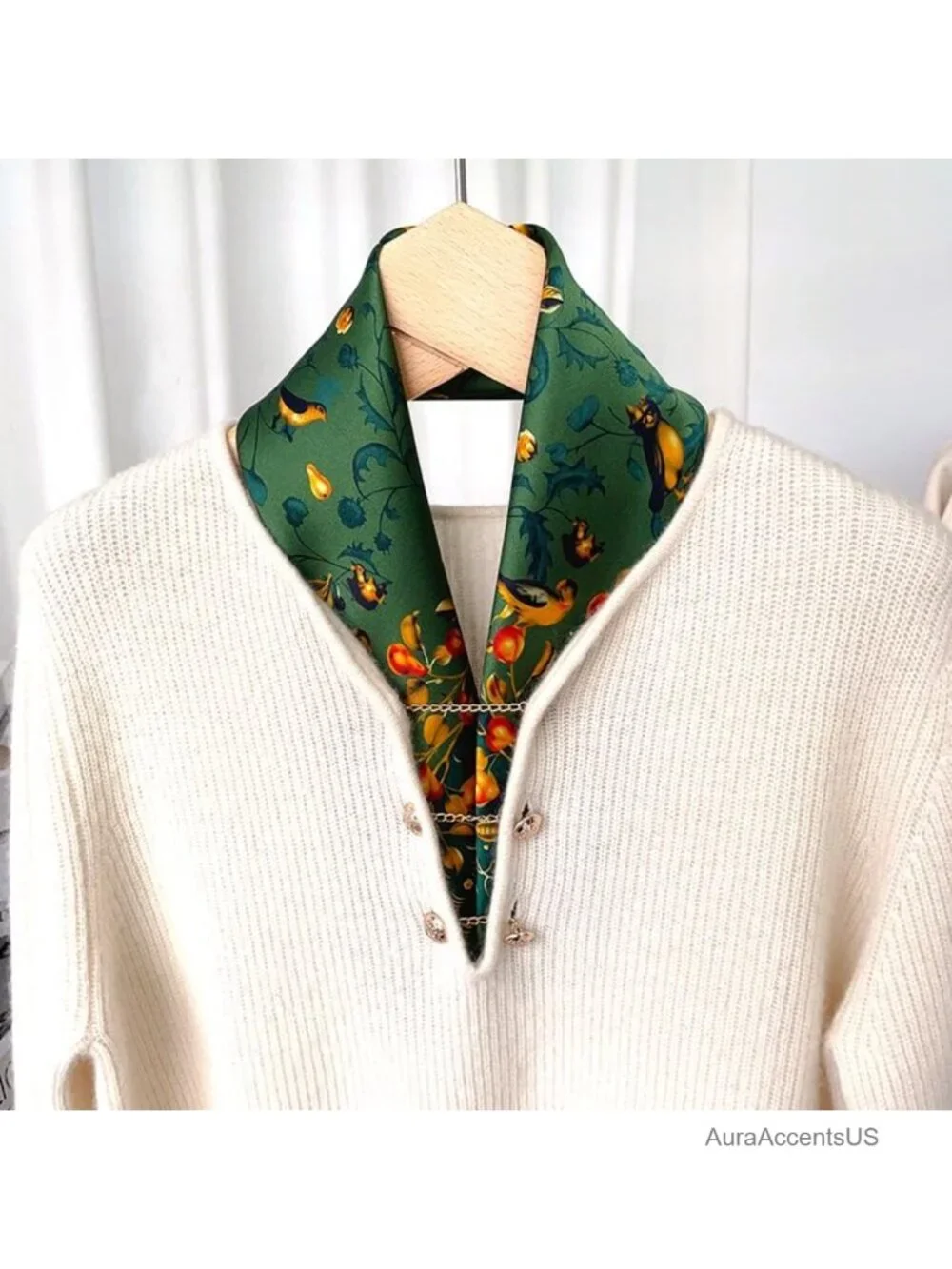 100% Silk Square Scarf for Hair, Neck, Bag Wrap